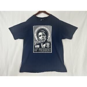 Barack Obama 44th President Postal Stamp Halo Saint Homage T Shirt Size Large